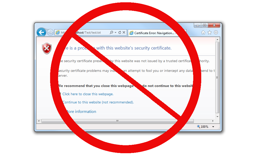 example certificate warning