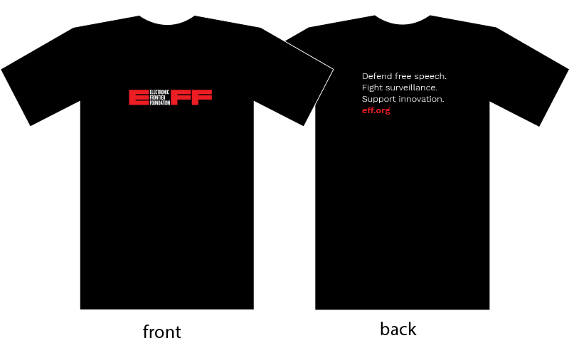 A photo of the front and back of the Insider EFF member shirt.