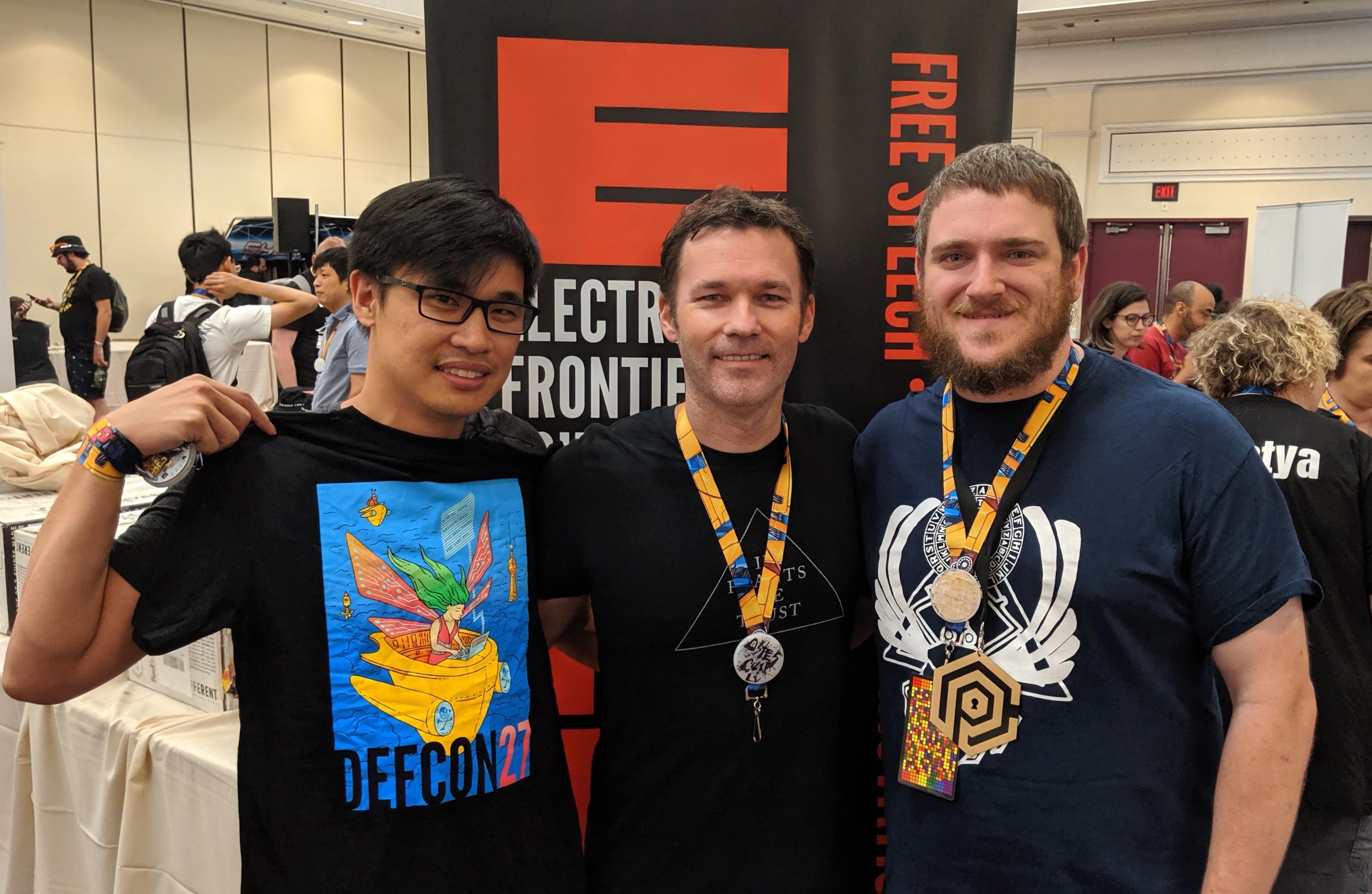 Image of the three winners of the 2019 def con puzzle