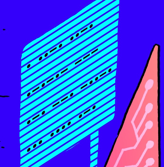 Closeup of a monitor showing morse code