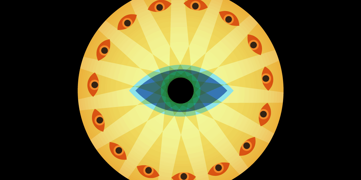 A creepy opticon eye surrounded by other eyes.