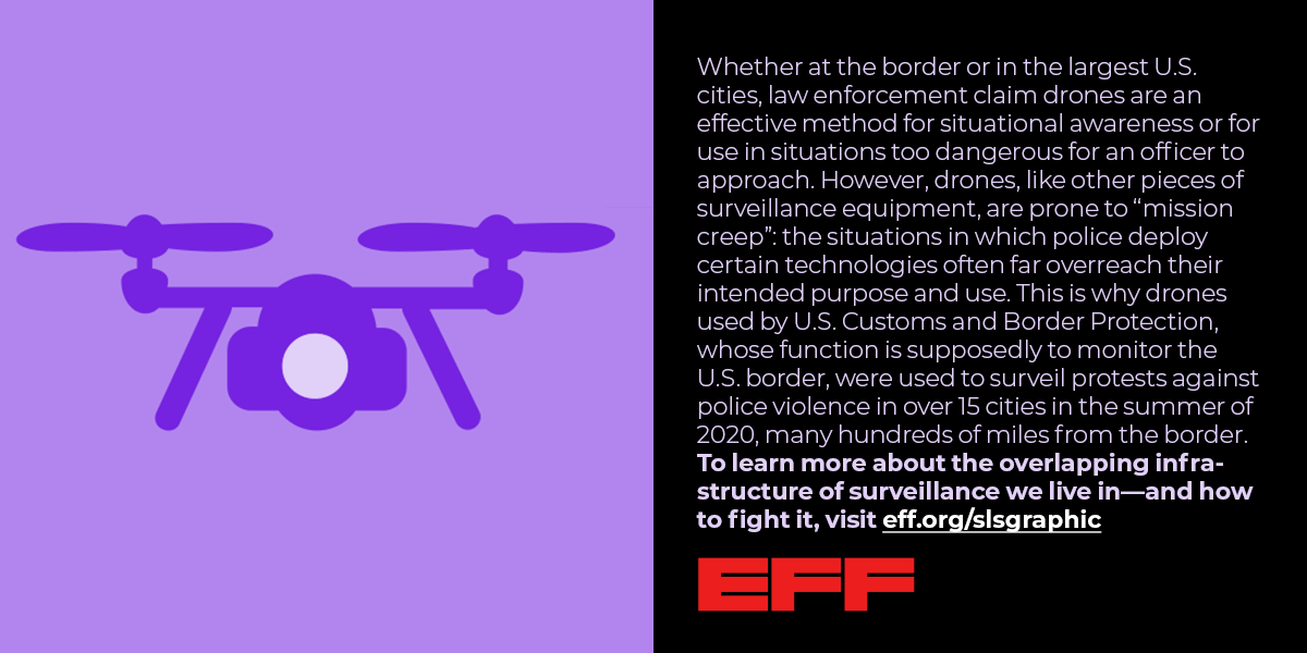  the situations in which police deploy certain technologies often far overreach their intended purpose and use. This is why drones used by U.S. Customs and Border Protection...more text cu