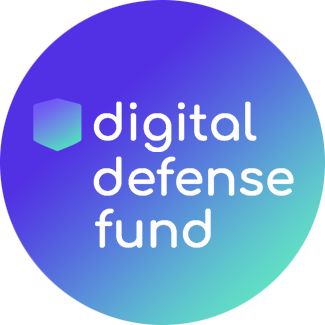 digital defense fund logo with purple and teal gradient background