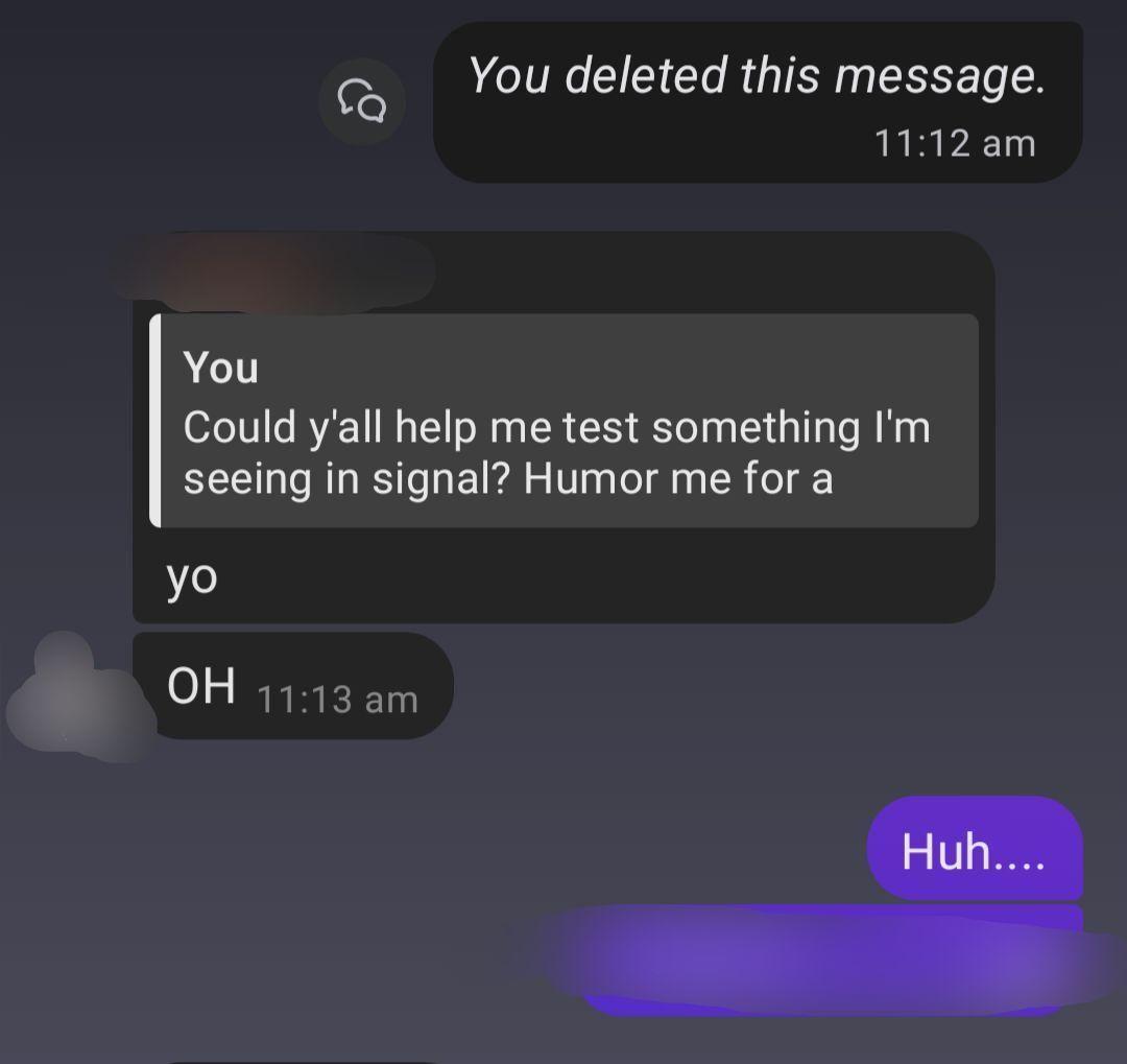 A screenshot of a Signal conversation