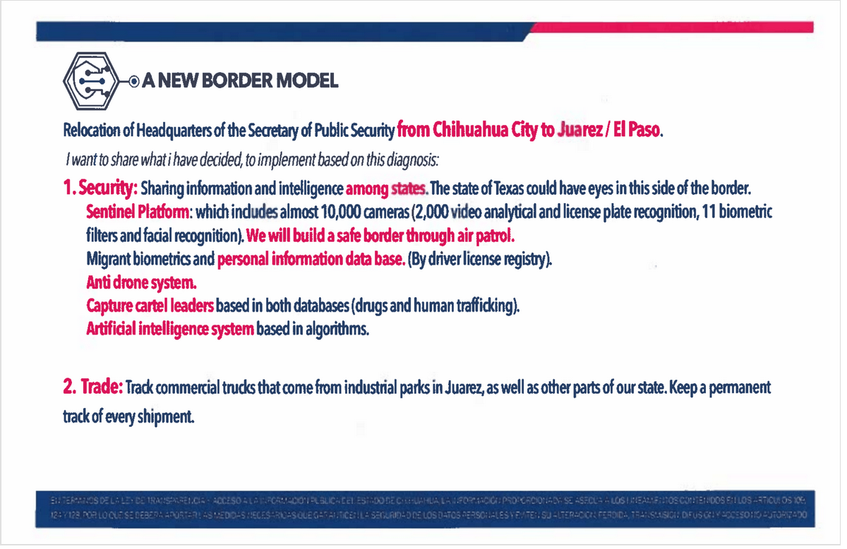 A slide describing the "New Border Model"