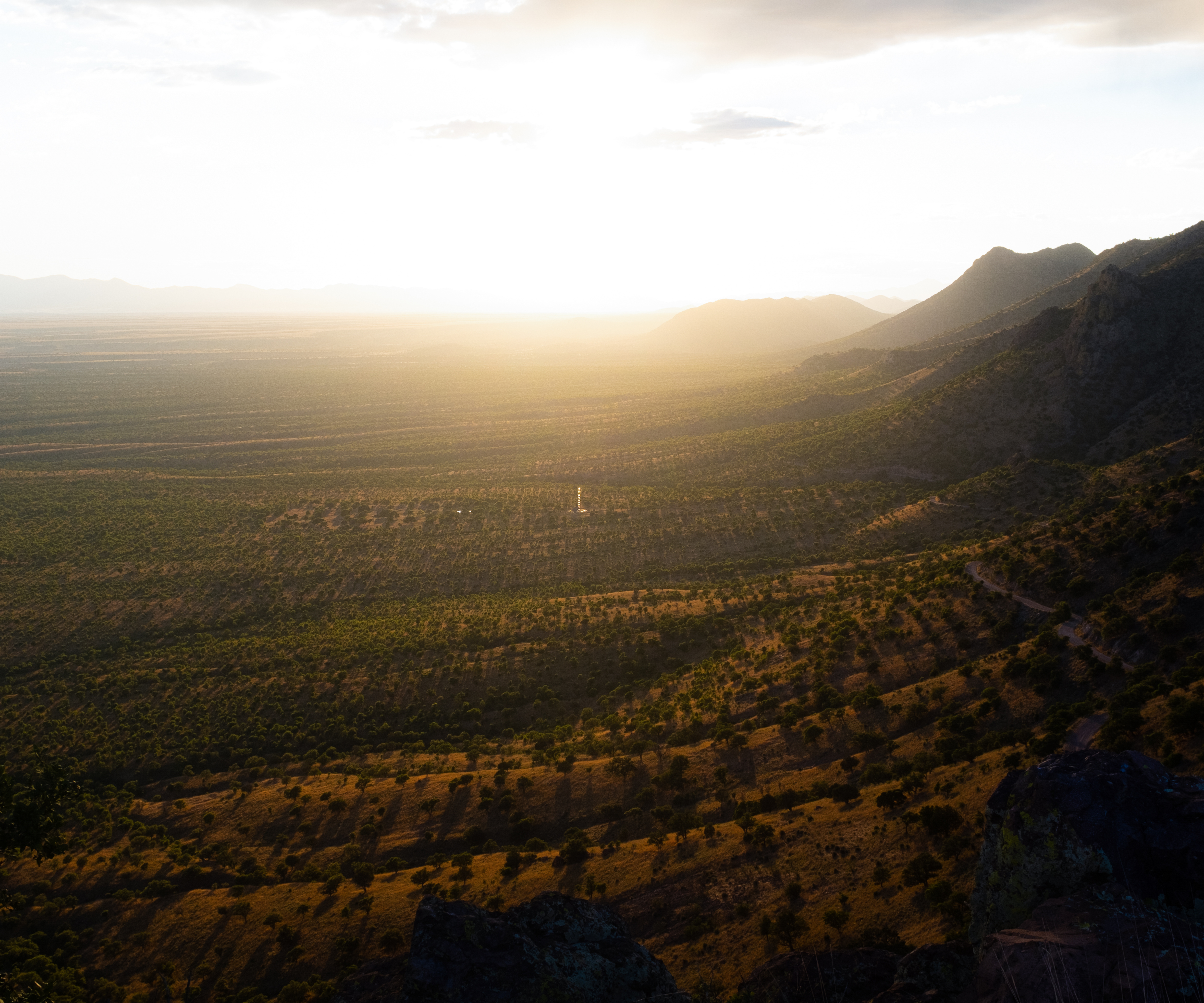 A surveillance tower in a valley.